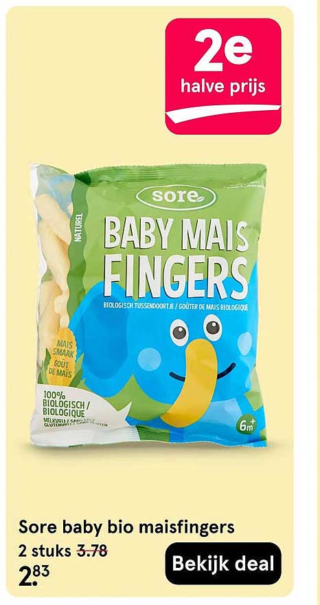Sore baby bio maisfingers 2e halve prijs