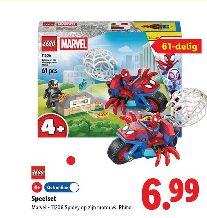 Speelset Marvel - 11206 Spidey op zijn motor vs. Rhino