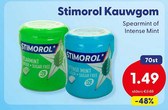 Stimorol Kauwgom Spearmint of Intense Mint 70st
