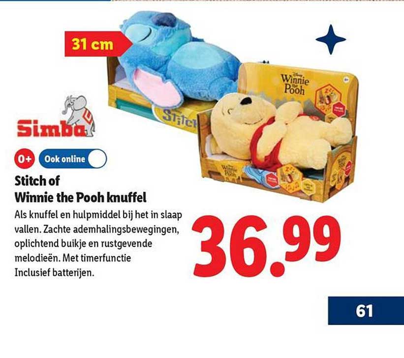 Stitch of Winnie the Pooh knuffel
