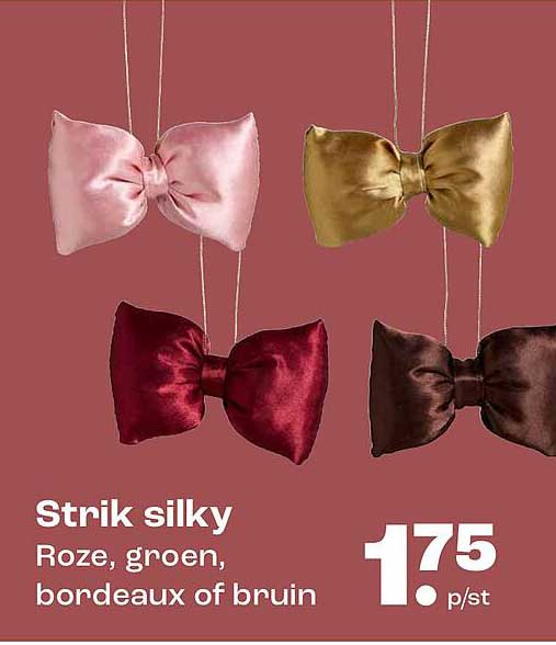 Strik silky Roze, groen, bordeaux of bruin