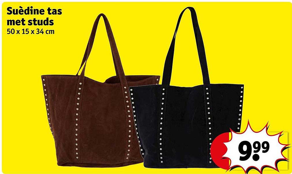 Suèdine tas met studs 50 x 15 x 34 cm