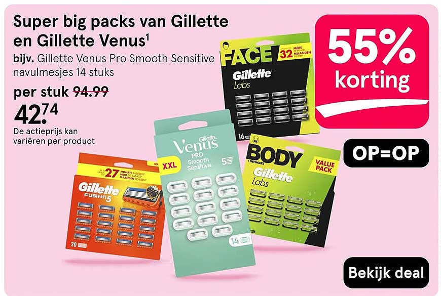 Super big packs van Gillette en Gillette Venus¹