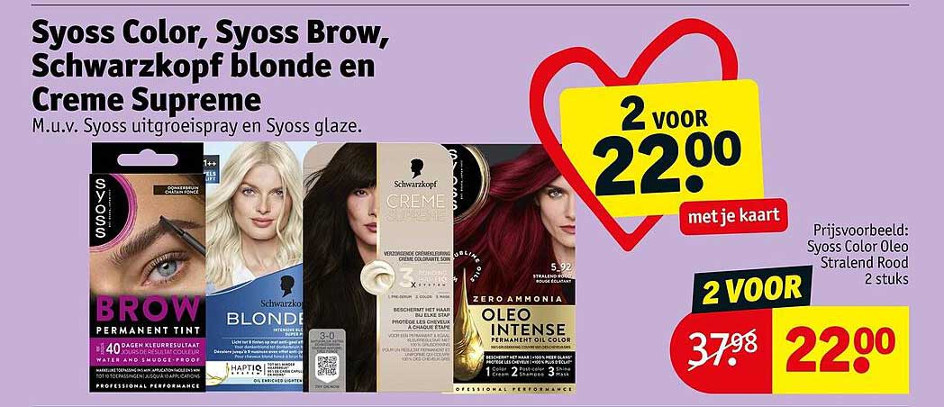 Syoss Color, Syoss Brow, Schwarzkopf blonde en Creme Supreme