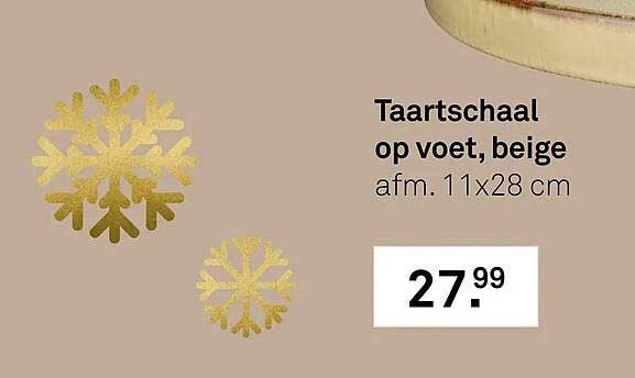 Taartschaal op voet, beige afm. 11x28 cm