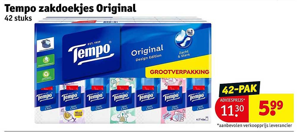 Tempo zakdoekjes Original 42 stuks