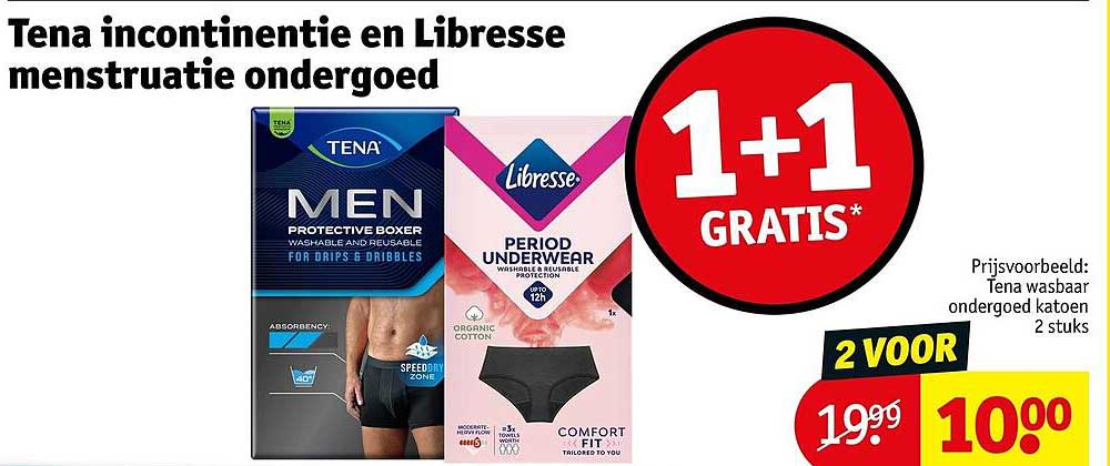 Tena incontinentie en Libresse menstruatie ondergoed 1+1 GRATIS*