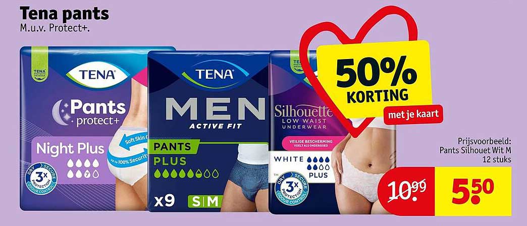 Tena pants M.u.v. Protect+. 50% KORTING met je kaart