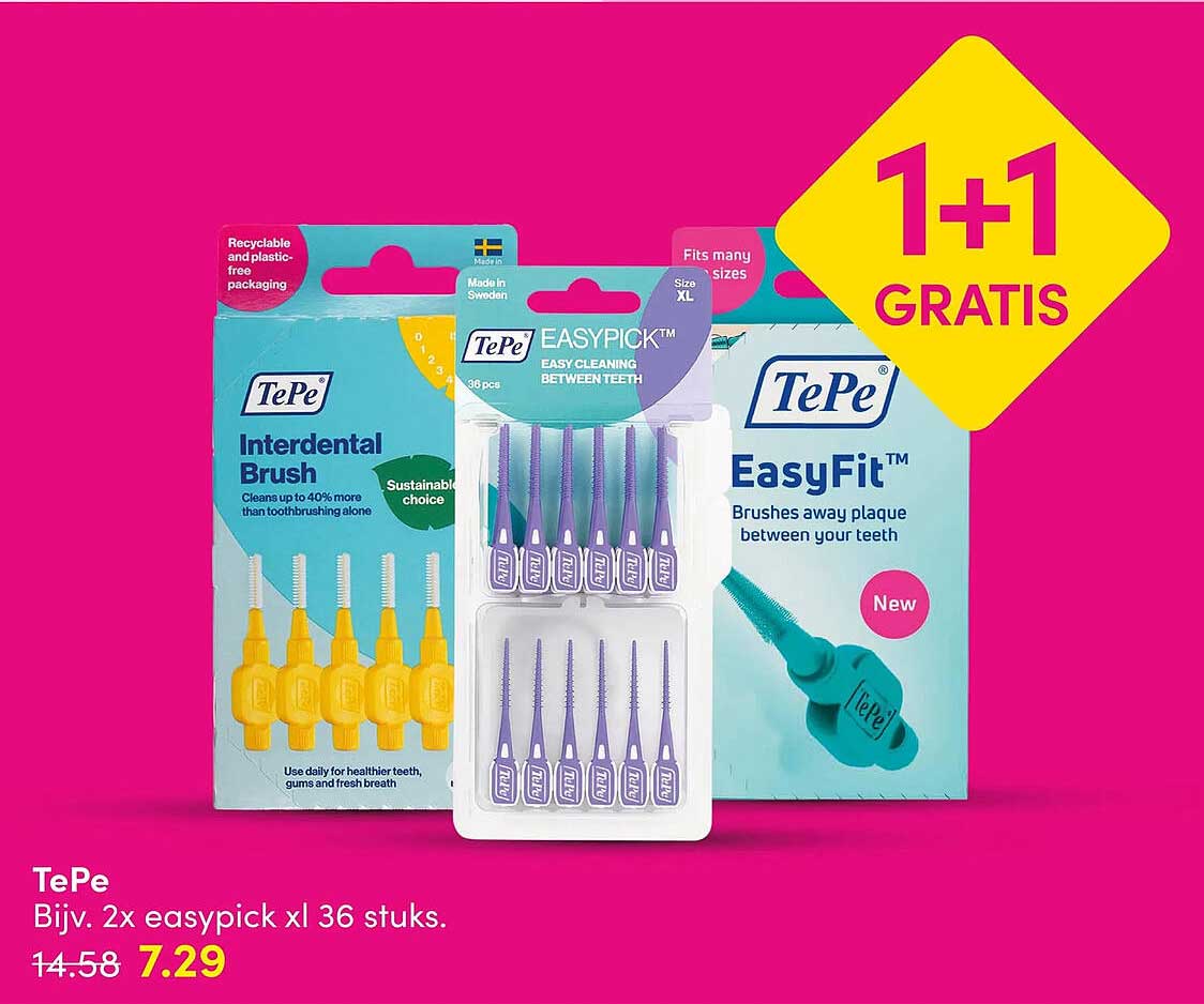 TePe Bijv. 2x easypick xl 36 stuks. 1+1 GRATIS
