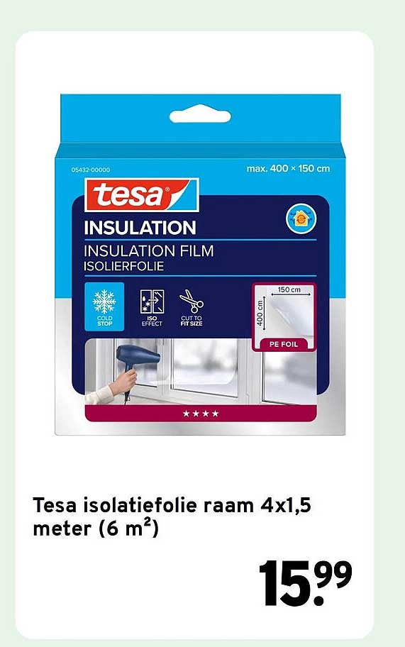 Tesa isolatiefolie raam 4x1,5 meter (6 m²)