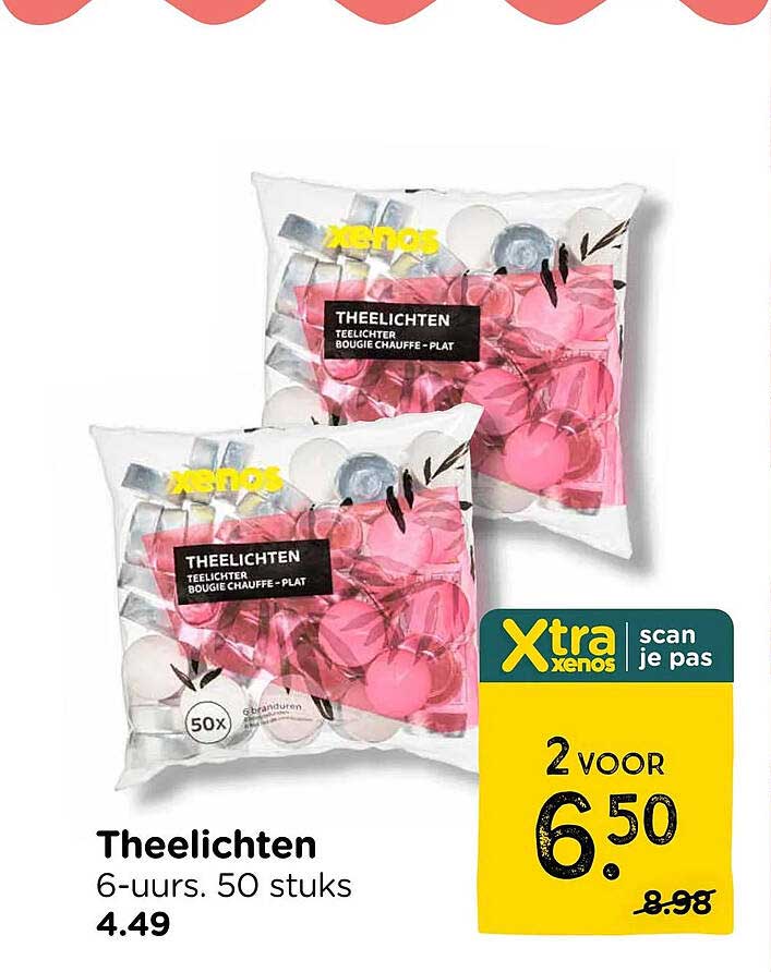 Theelichten 6-uurs. 50 stuks