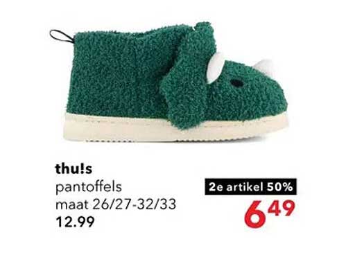 thu!s pantoffels maat 26/27-32/33 2e artikel 50%
