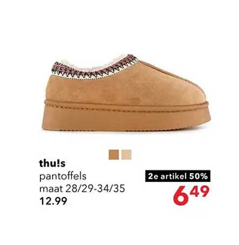 thu!s pantoffels maat 28/29-34/35 2e artikel 50%