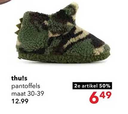 thu!s pantoffels maat 30-39 2e artikel 50%