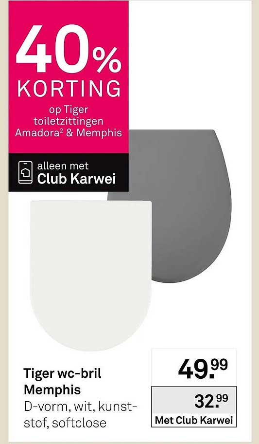 Tiger wc-bril Memphis 40% korting