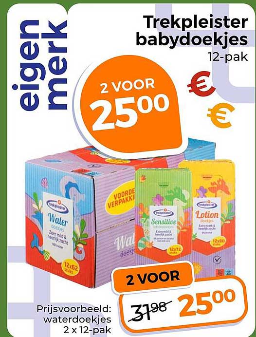 Trekpleister babydoekjes 12-pak 2 voor 25.00