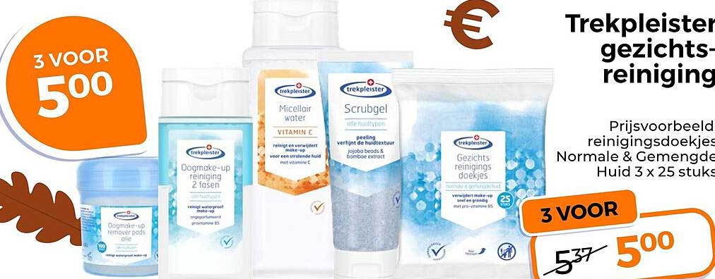Trekpleister gezichtsreiniging 3 voor 5,00
