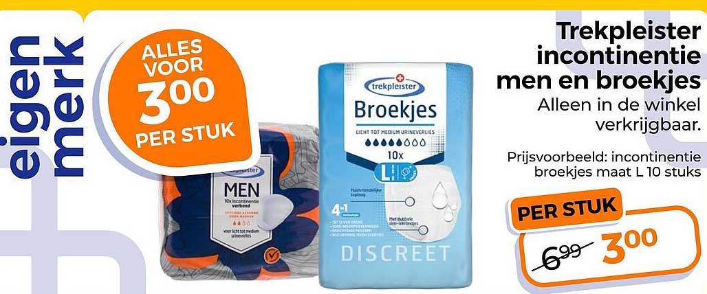 Trekpleister incontinentie men en broekjes