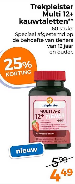Trekpleister Multi 12+ kauwtabletten** 25% KORTING