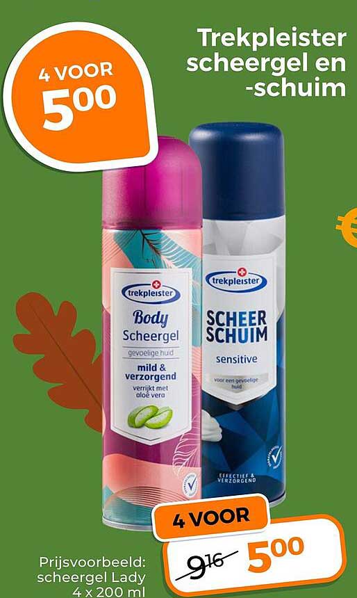 Trekpleister scheergel en -schuim 4 voor 5.00