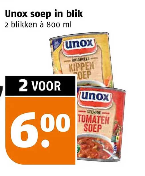 Unox soep in blik 2 blikken à 800 ml 2 VOOR