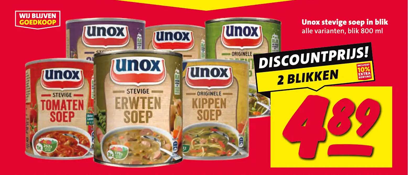 Unox stevige soep in blik alle varianten, blik 800 ml 2 blikken