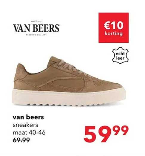 van beers sneakers maat 40-46 €10 korting echt leer
