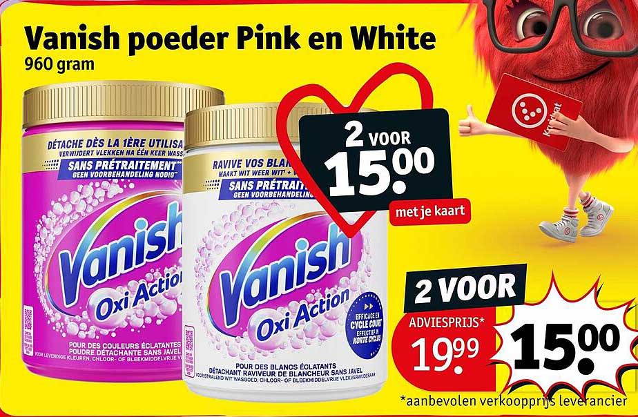 Vanish poeder Pink en White 960 gram 2 voor 15.00 met je kaart