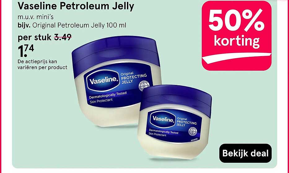 Vaseline Petroleum Jelly 50% korting