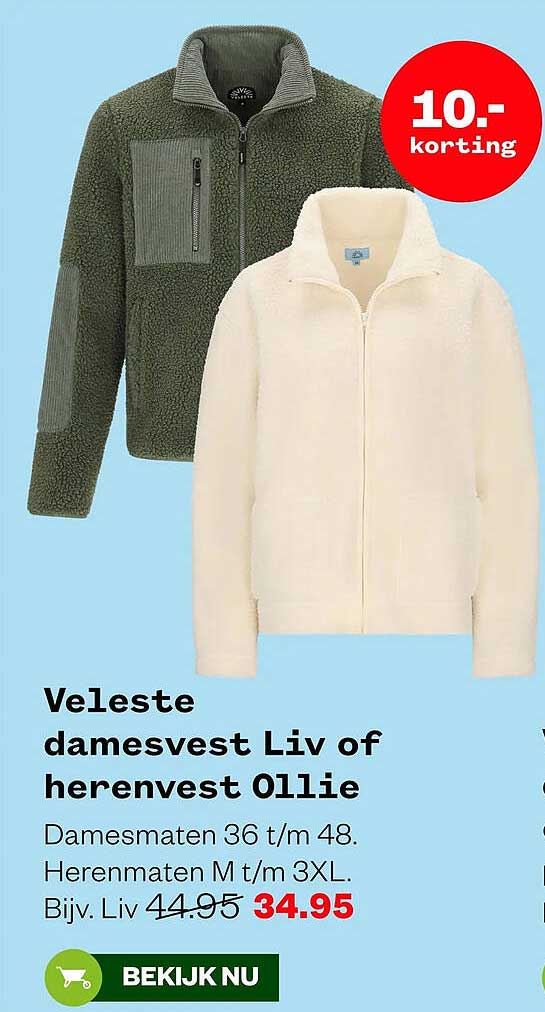 Veleste damesvest Liv of herenvest Ollie 10.- korting