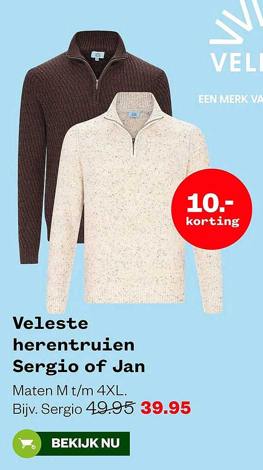 Veleste herentruien Sergio of Jan 10,- korting