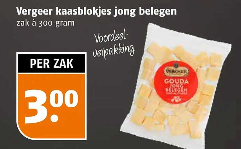 Vergeer kaasblokjes jong belegen zak à 300 gram