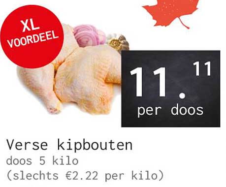 Verse kipbouten doos 5 kilo (slechts €2.22 per kilo) XL VOORDEEL