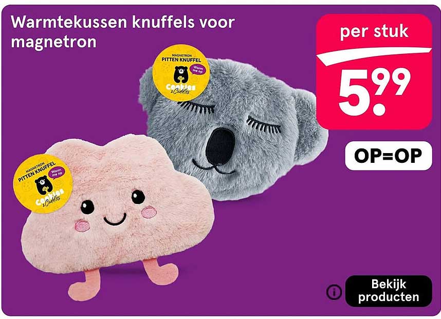Warmtekussen knuffels voor magnetron OP=OP