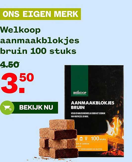 Welkoop aanmaakblokjes bruin 100 stuks