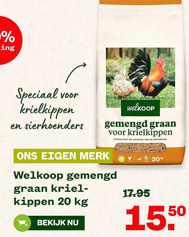 Welkoop gemengd graan krielkippen 20 kg