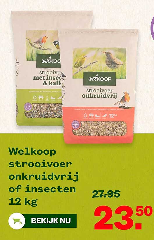 Welkoop strooivoer onkruidvrij of insecten 12 kg