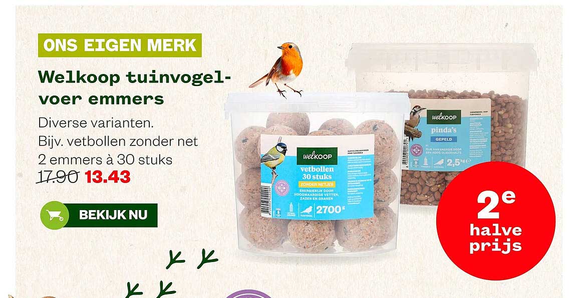 Welkoop tuinvogel-voers emmers 2e halve prijs