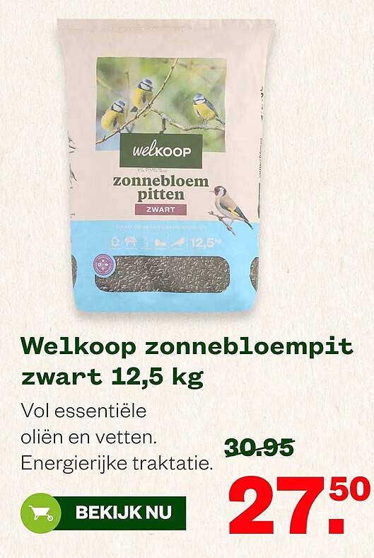 Welkoop zonnebloempit zwart 12,5 kg