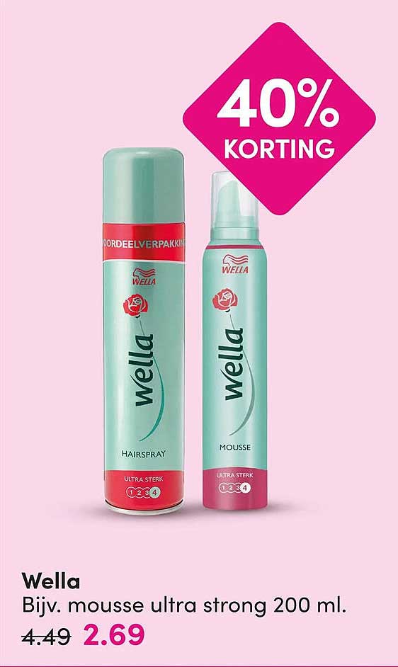 Wella Bijv. mousse ultra strong 200 ml. 40% KORTING