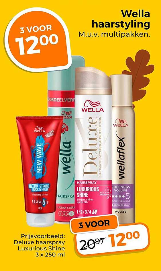 Wella haarstyling M.u.v. multipakken. 3 voor 12,00