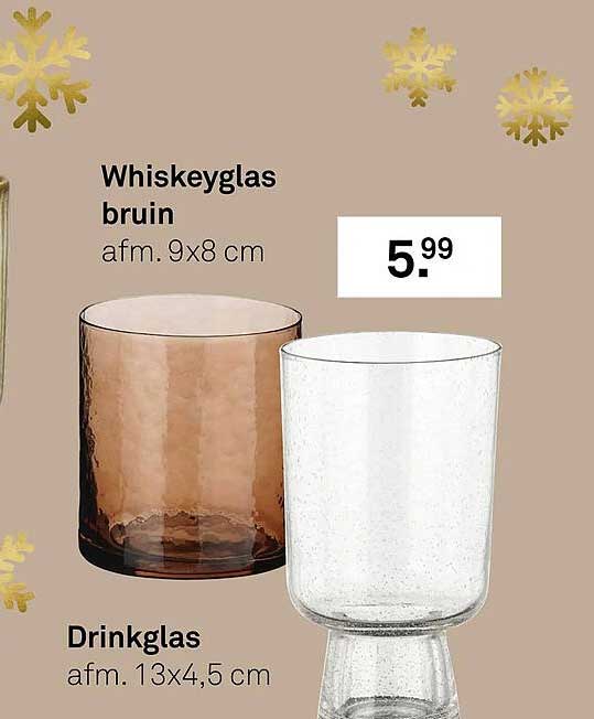 Whiskeyglas bruin afm. 9x8 cm