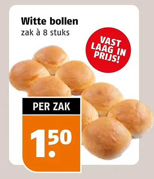 Witte bollen zak à 8 stuks VAST LAAG IN PRIJS!