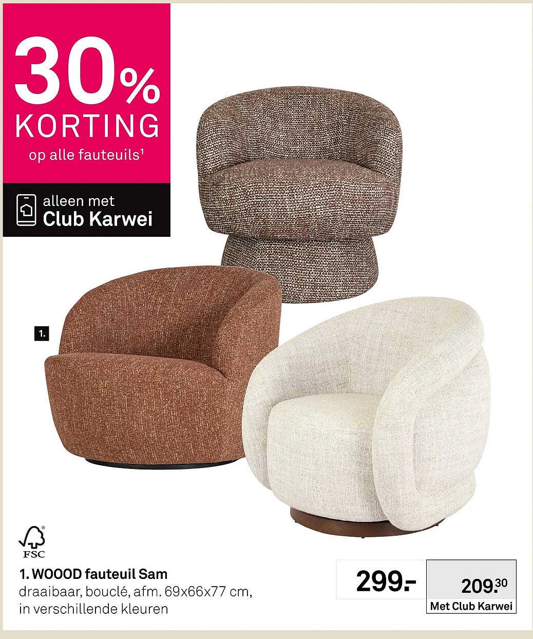 WOOOD fauteuil Sam