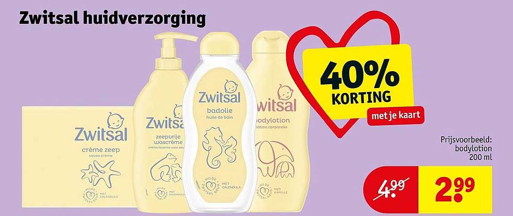 Zwitsal huidverzorging 40% KORTING met je kaart