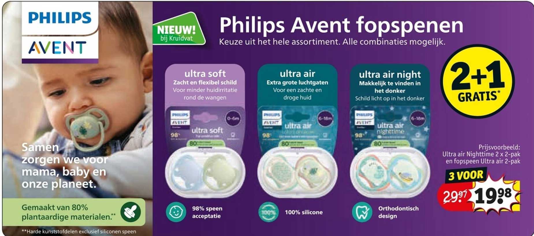 Philips Avent Ultra Air fopspeen - 2 lichte, luchtdoorlatende fopspenen voor baby's vanaf 18 maanden, BPA-vrij, met sterilisatorhoes (model SCF349/ 18