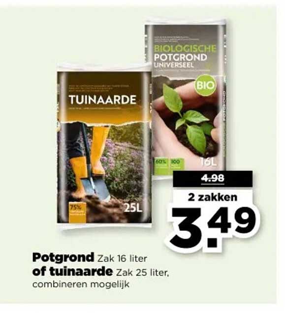 Potgrond Zak 16 liter of tuinaarde Zak 25 liter, combineren mogelijk
