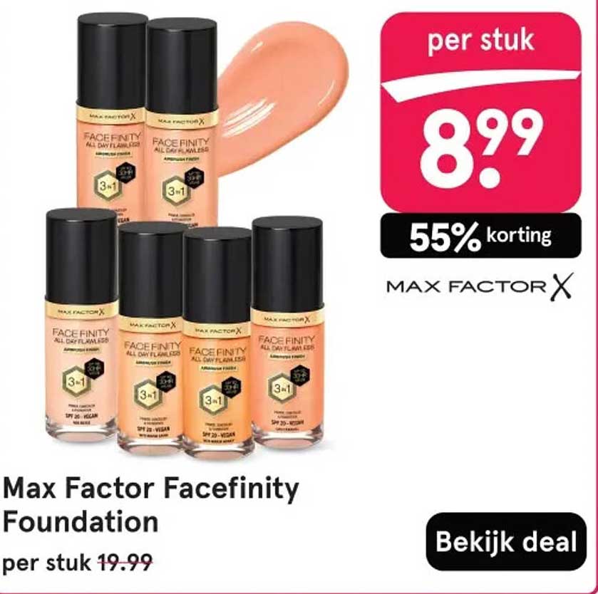 Max Factor Facefinity Foundation Aanbieding bij Etos - FolderFeest.nl