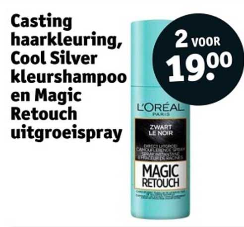 Casting haarkleuring, Cool Silver kleurshampoo en Magic Retouch uitgroeispray