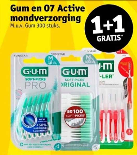 Gum en 07 Active mondverzorging M.u.v. Gum 300 stuks.